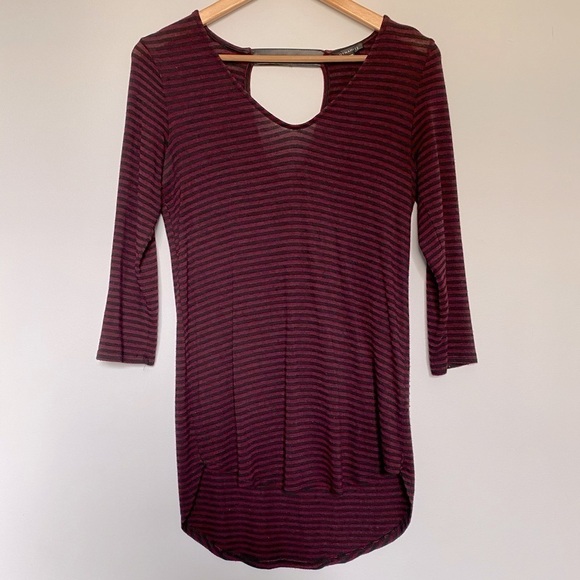 DYNAMITE Burgundy Black Striped Tunic - Picture 1 of 8